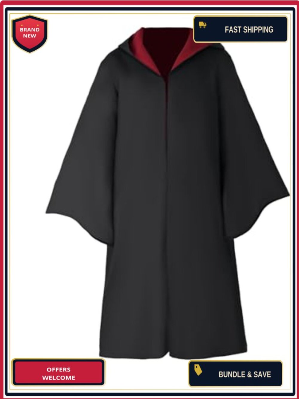 Wizard Robe with Hood Full Twill Satin Lined Magician Cosplay Costume